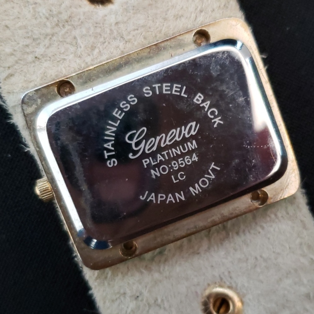 Off-white Vintage Geneva Platinum Jeweled Watch - Picture 6 of 12